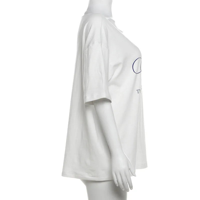 Women’s Summer Loose T-Shirt – Letter Print Streetwear Top