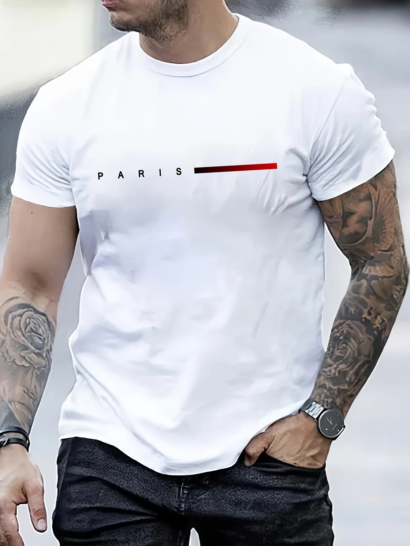 Men’s Cotton Summer T-Shirt – Slim Fit PARIS Print