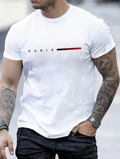 Men’s Cotton Summer T-Shirt – Slim Fit PARIS Print