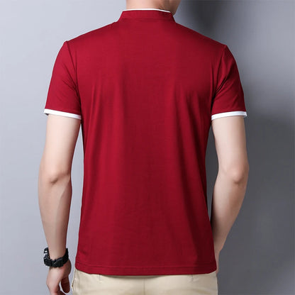 Fashionable Stand Up Collar Short Sleeved T-shirt
