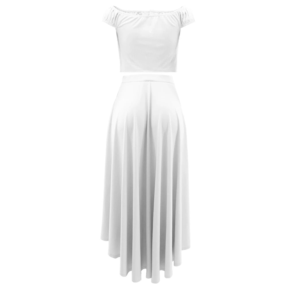 Off Shoulder Crop Top & Long Skirt Set