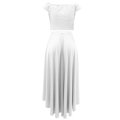 Off Shoulder Crop Top & Long Skirt Set