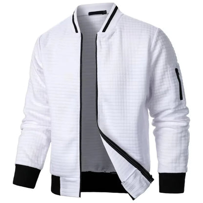 Men’s Zipper Baseball Jacket – Long Sleeve Streetwear Coat