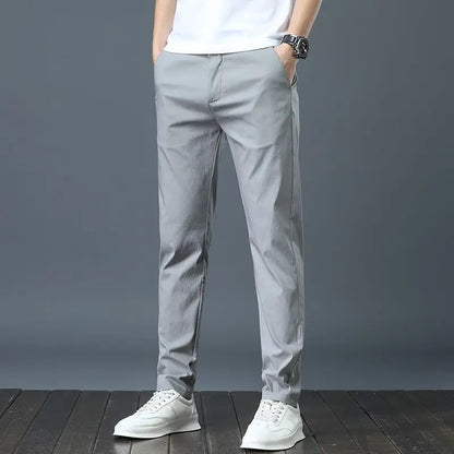 Men’s Ice Silk Golf Pants – Slim Straight Stretch Trousers