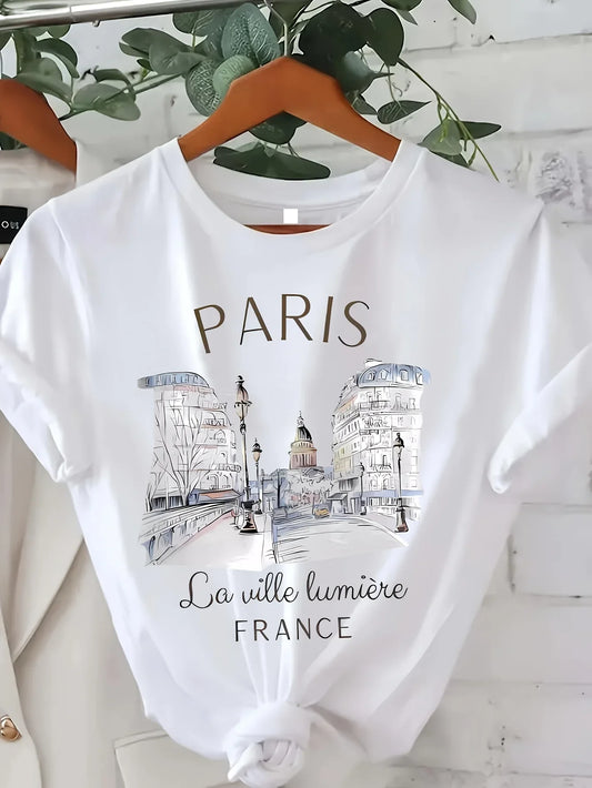 90s Paris Graphic T-Shirt – Women’s Casual Short Sleeve Top