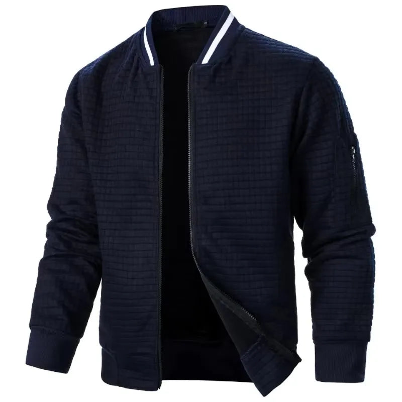 Men’s Zipper Baseball Jacket – Long Sleeve Streetwear Coat