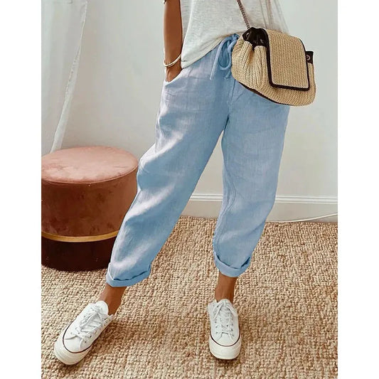 Drawstring Elastic Waist Trousers with Pockets Lounge