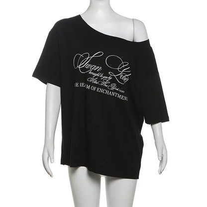 Women’s Summer Loose T-Shirt – Letter Print Streetwear Top