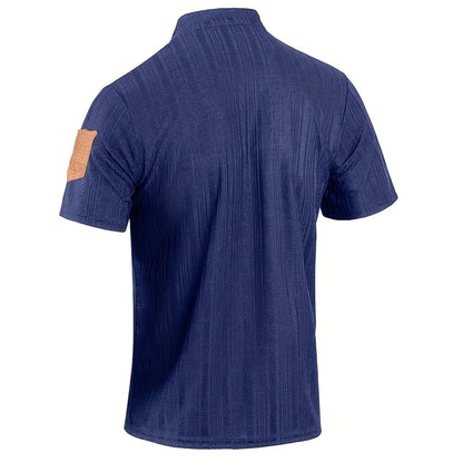 Men’s Summer Henley T-Shirt – Short Sleeve Solid Color