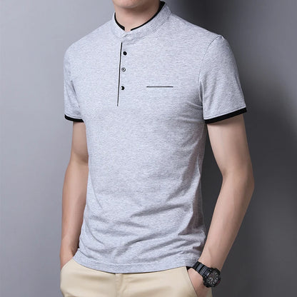 Fashionable Stand Up Collar Short Sleeved T-shirt