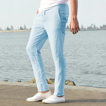 Men’s Cotton Linen Pants – Breathable Solid Color Trousers