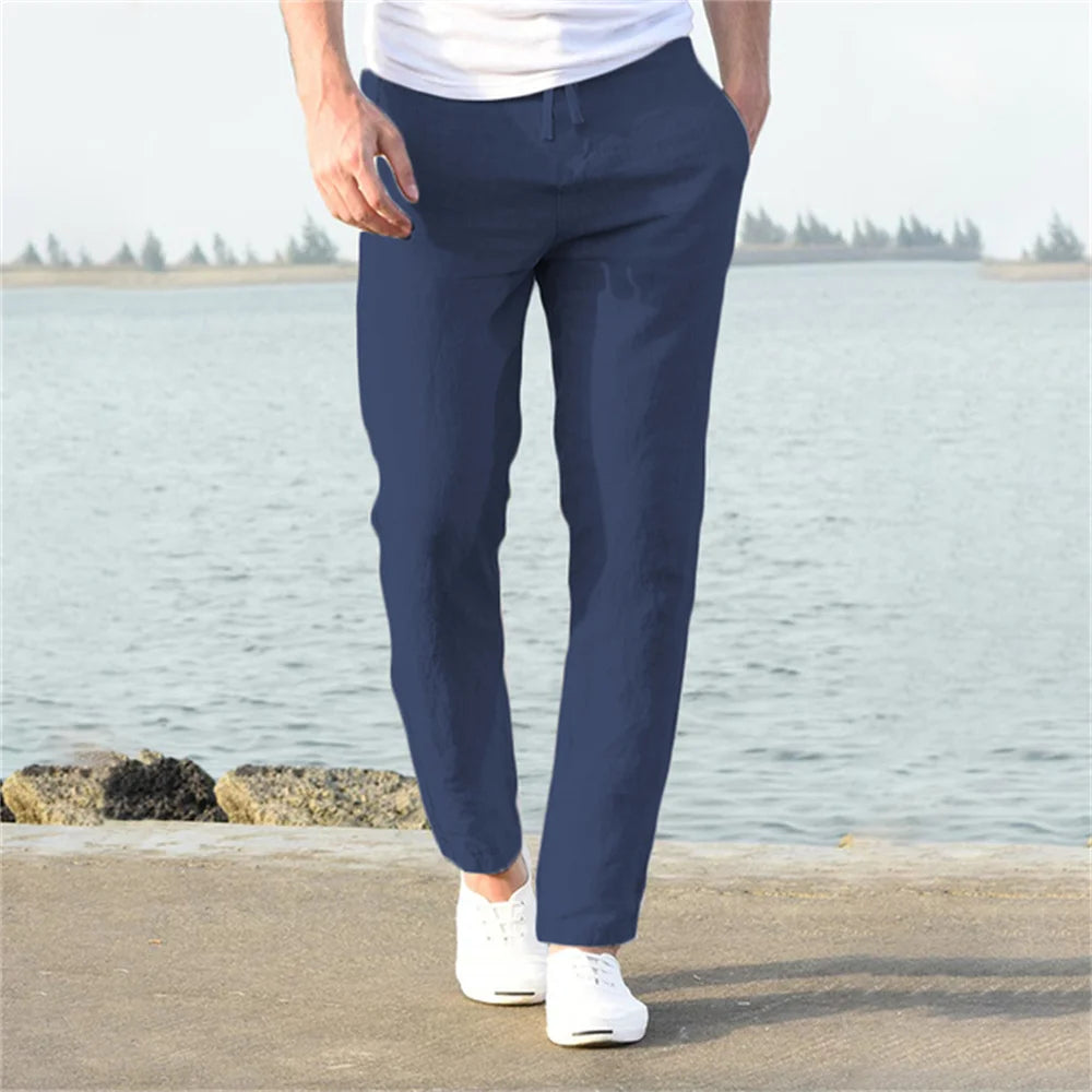 Men’s Cotton Linen Pants – Breathable Solid Color Trousers