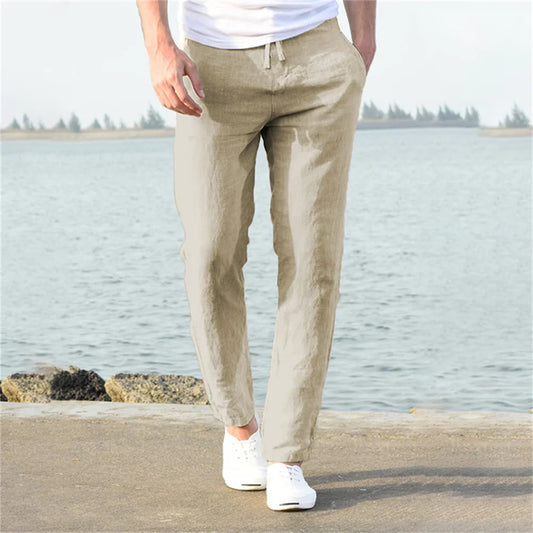 Men’s Cotton Linen Pants – Breathable Solid Color Trousers