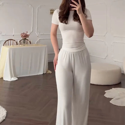 Short Sleeve O-Neck T-Shirt & Elastic Waist Trousers