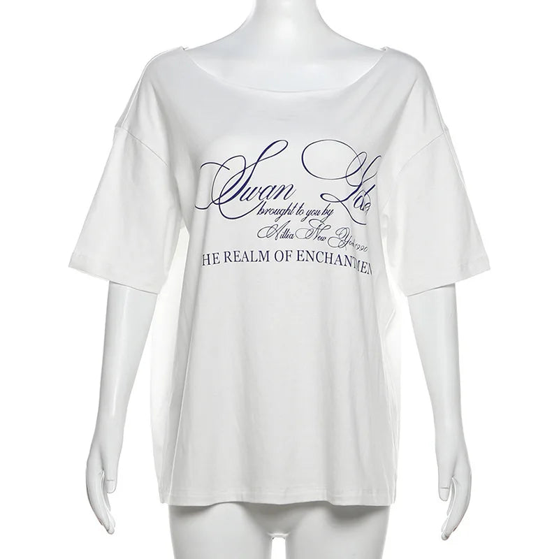 Women’s Summer Loose T-Shirt – Letter Print Streetwear Top
