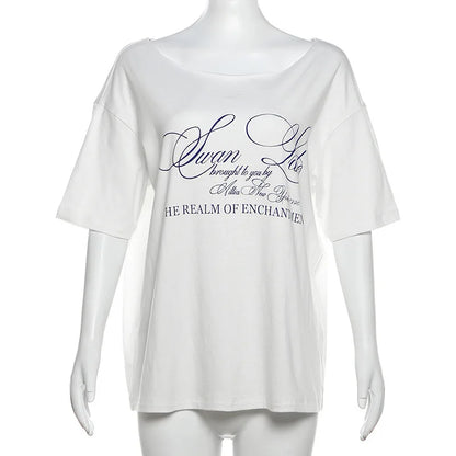 Women’s Summer Loose T-Shirt – Letter Print Streetwear Top