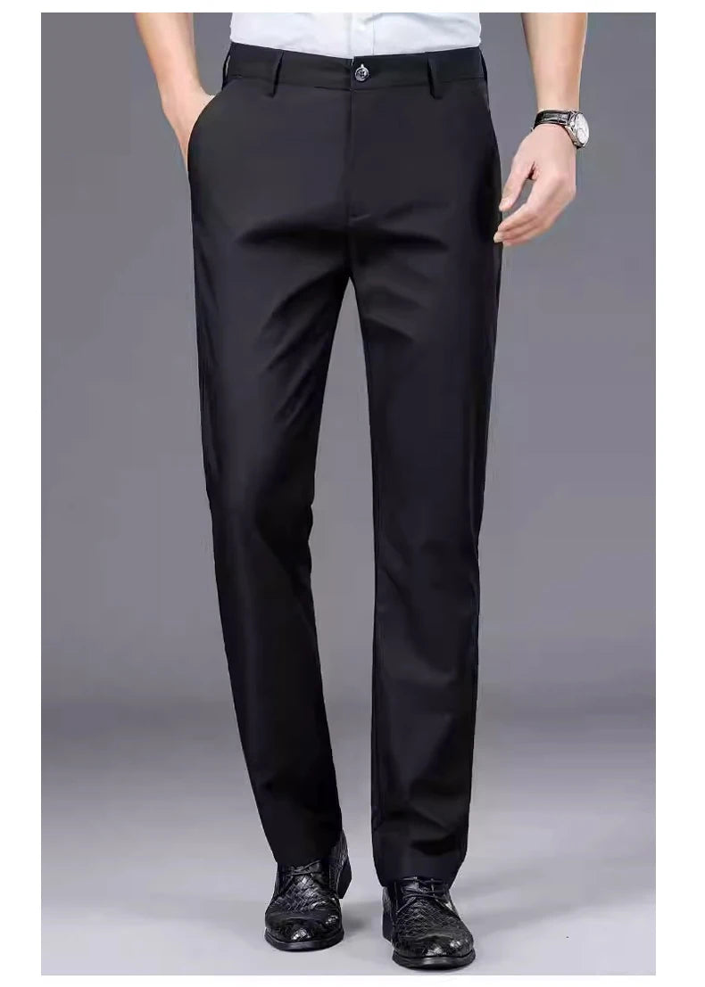 Men’s Smart Casual Black Trousers – Stretch Straight Fit