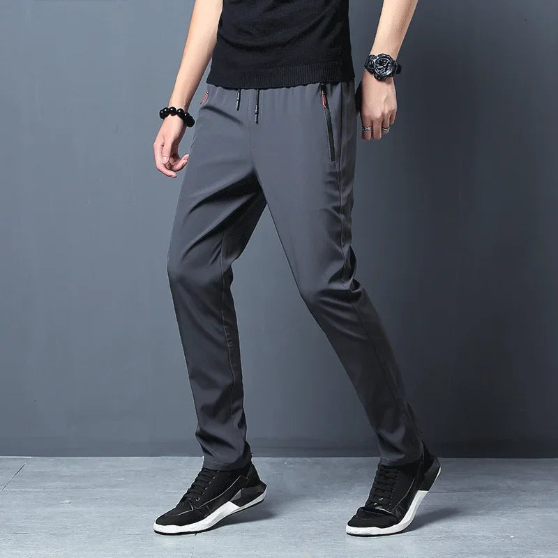 Men's Casual Pants Straight Slim Fit Elastic Waist Jogger