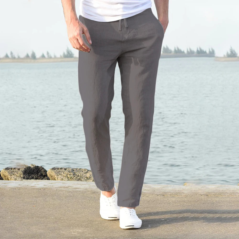 Men’s Cotton Linen Pants – Breathable Solid Color Trousers