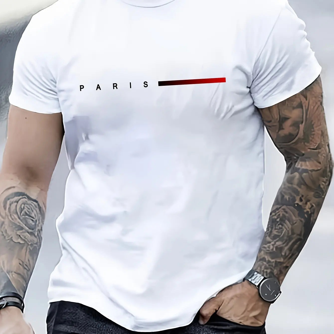Men’s Cotton Summer T-Shirt – Slim Fit PARIS Print
