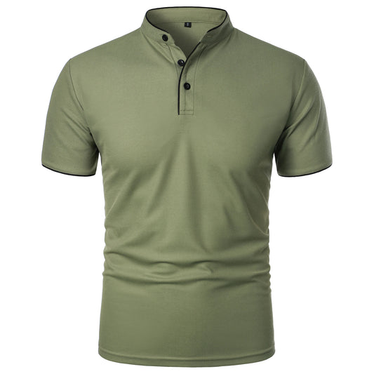 Men’s Stand Collar Short Sleeve T-Shirt