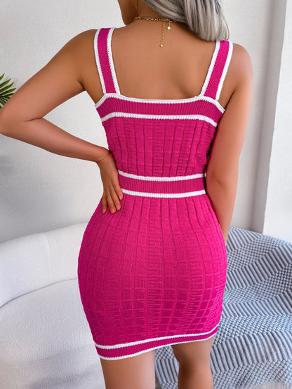 Women’s Summer Bodycon Dress – Knitwear Color Block Style