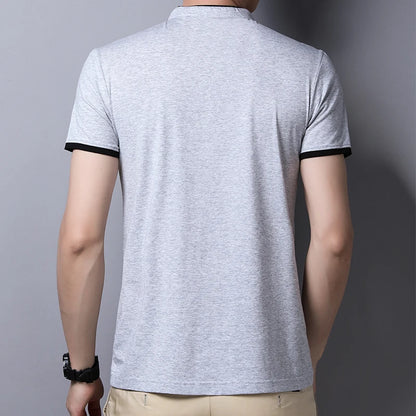 Fashionable Stand Up Collar Short Sleeved T-shirt