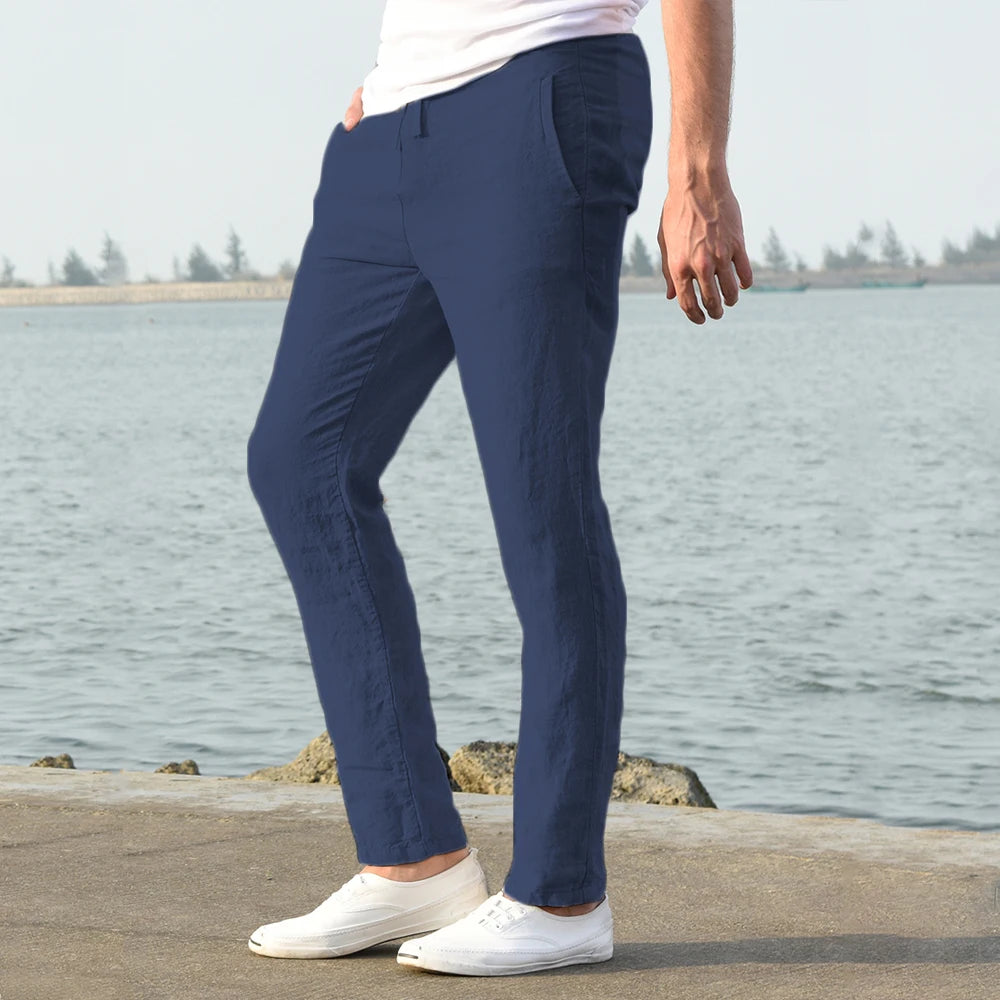 Men’s Cotton Linen Pants – Breathable Solid Color Trousers