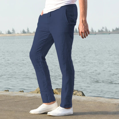 Men’s Cotton Linen Pants – Breathable Solid Color Trousers