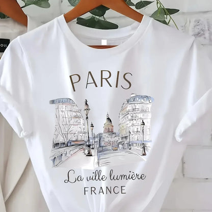 90s Paris Graphic T-Shirt – Women’s Casual Short Sleeve Top