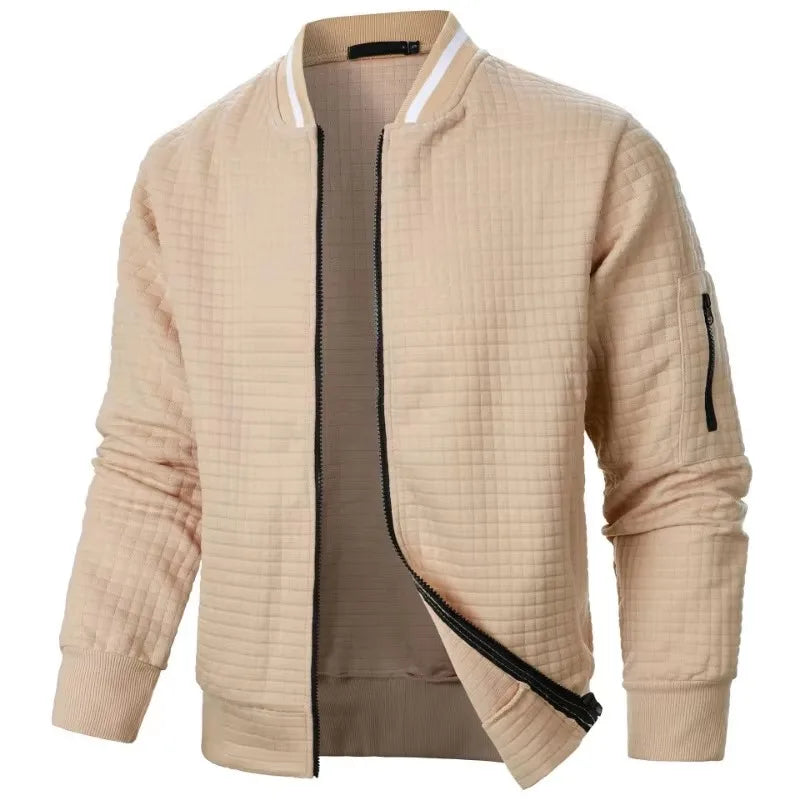 Men’s Zipper Baseball Jacket – Long Sleeve Streetwear Coat
