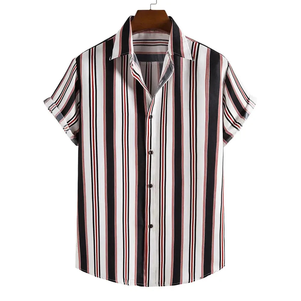 Men’s Summer Striped Short Sleeve Shirt – Casual Fashion