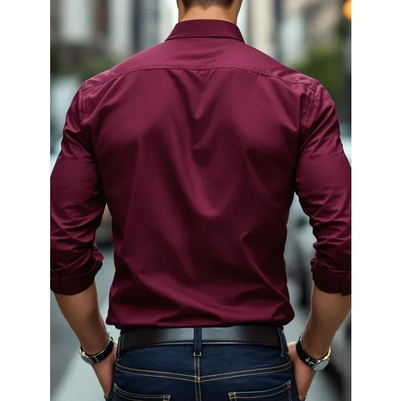 Long Sleeve Smart Casual Four Season Elastic Male Business Shirts