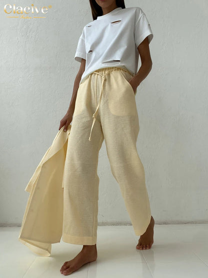 Loose Short Sleeve Shirt & High Waist Wide Leg Pants