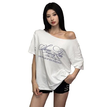 Women’s Summer Loose T-Shirt – Letter Print Streetwear Top