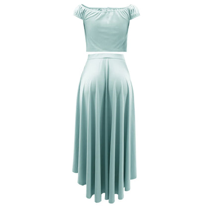 Off Shoulder Crop Top & Long Skirt Set