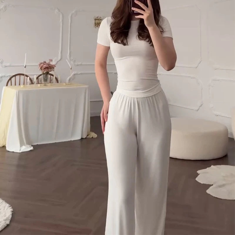 Short Sleeve O-Neck T-Shirt & Elastic Waist Trousers