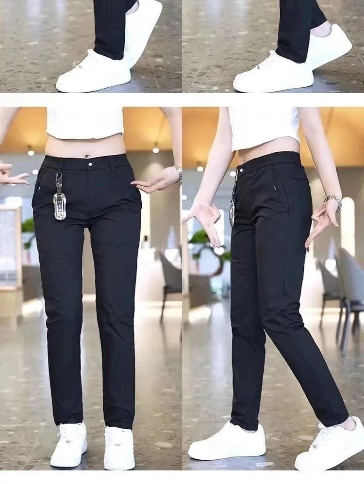 Men’s Ice Silk Golf Pants – Slim Straight Stretch Trousers
