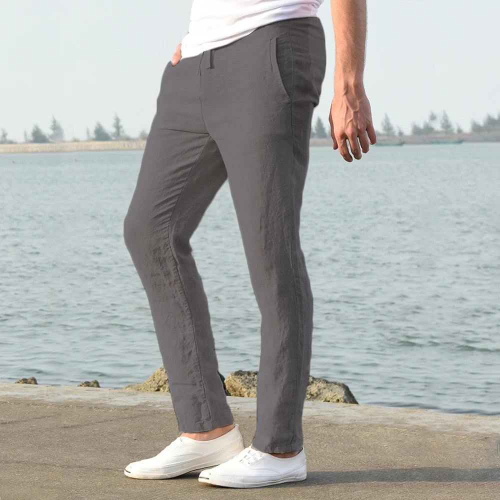 Men’s Cotton Linen Pants – Breathable Solid Color Trousers