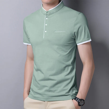 Fashionable Stand Up Collar Short Sleeved T-shirt