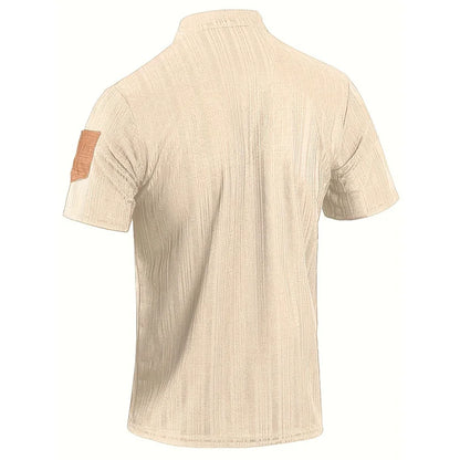 Men’s Summer Henley T-Shirt – Short Sleeve Solid Color