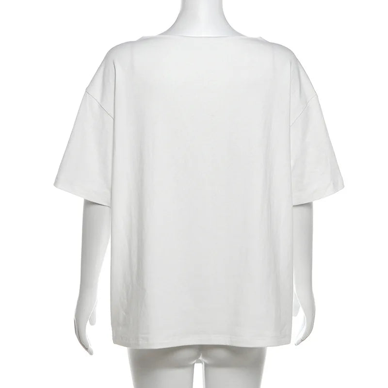 Women’s Summer Loose T-Shirt – Letter Print Streetwear Top