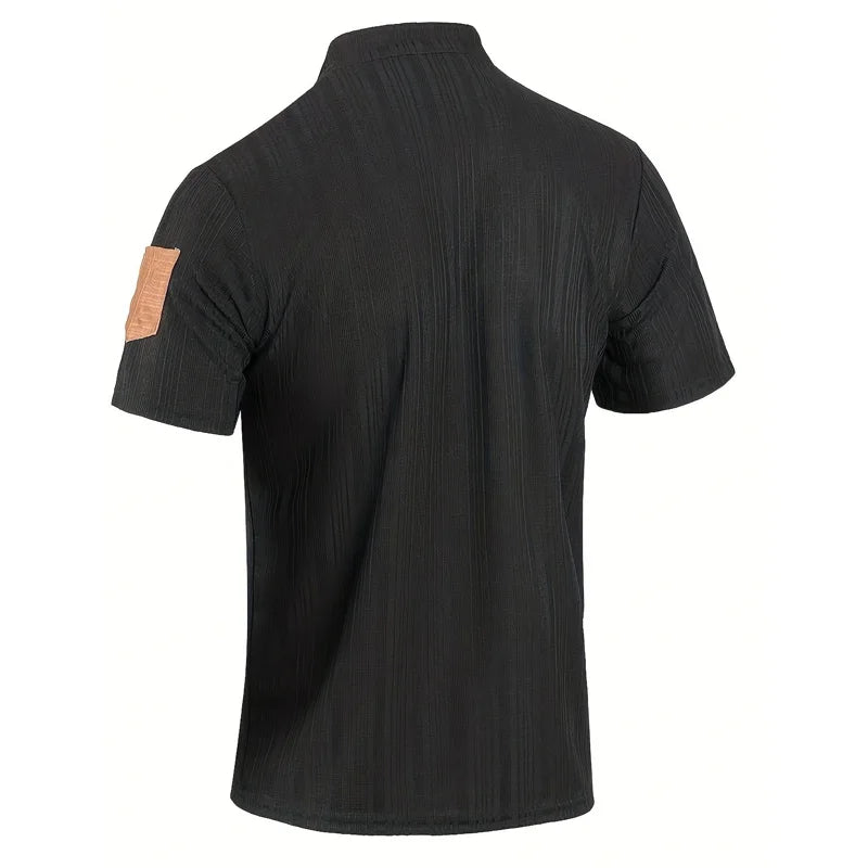 Men’s Summer Henley T-Shirt – Short Sleeve Solid Color