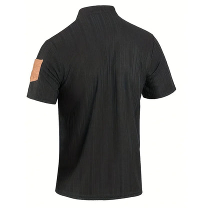 Men’s Summer Henley T-Shirt – Short Sleeve Solid Color