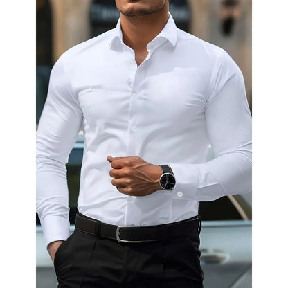 Long Sleeve Smart Casual Four Season Elastic Male Business Shirts