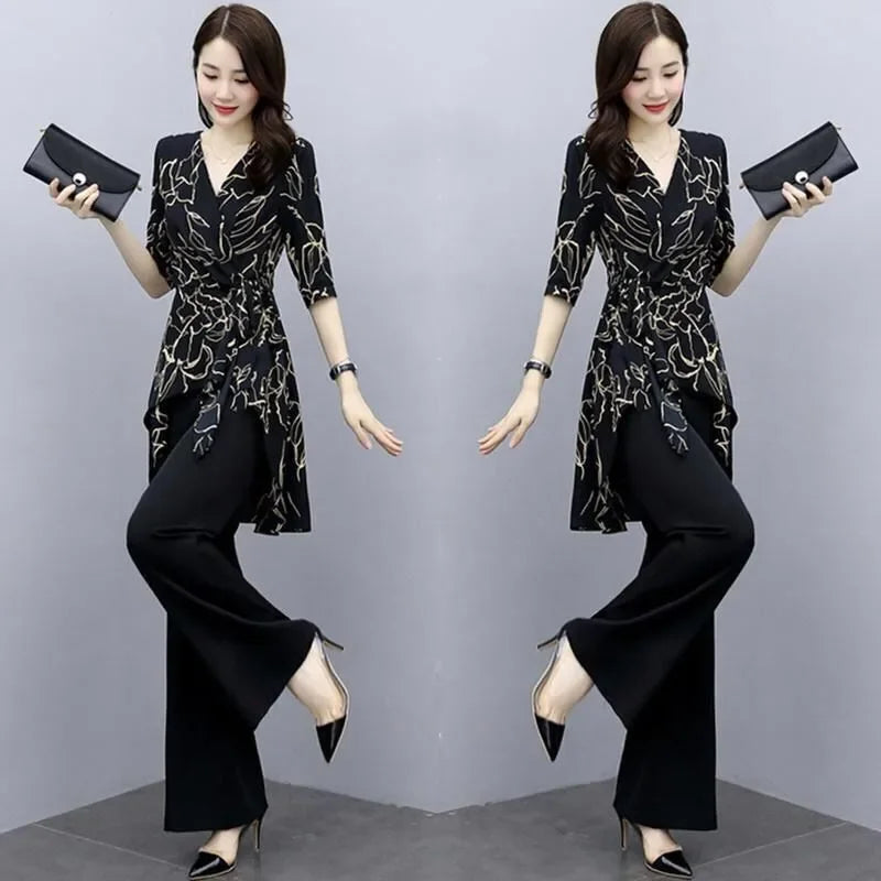 Women’s Wide Leg Pants & Half Sleeve Top Set