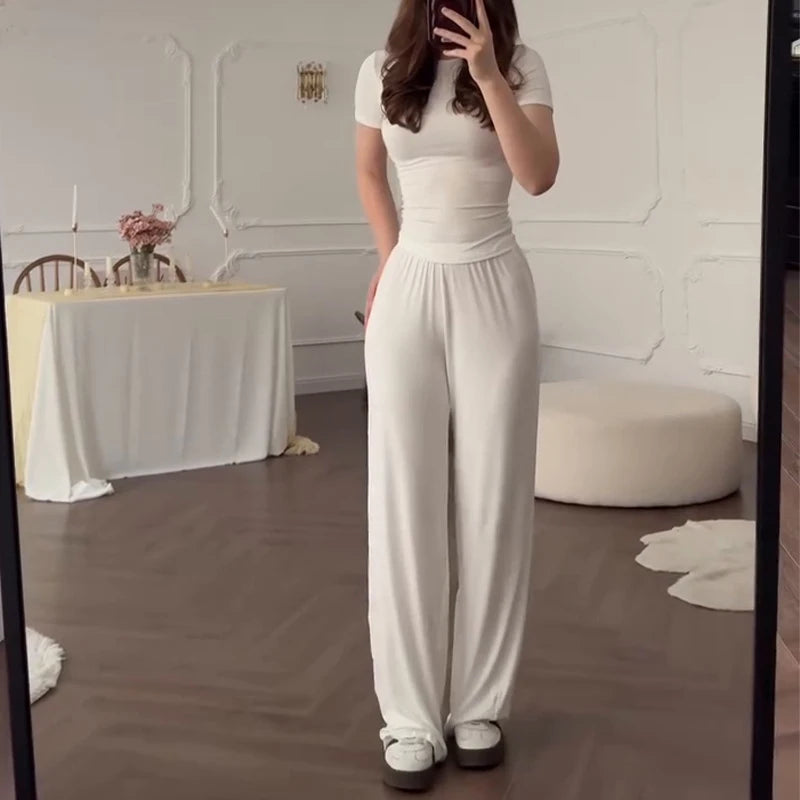 Short Sleeve O-Neck T-Shirt & Elastic Waist Trousers