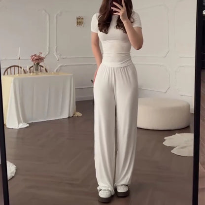 Short Sleeve O-Neck T-Shirt & Elastic Waist Trousers
