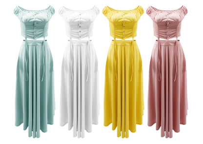 Off Shoulder Crop Top & Long Skirt Set