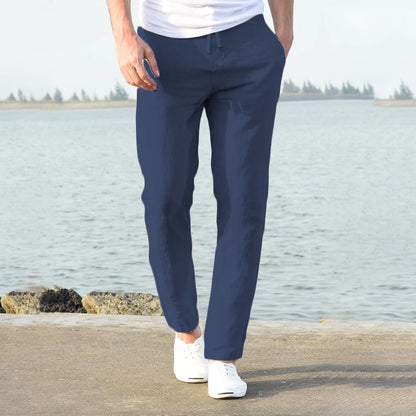 Men’s Cotton Linen Pants – Breathable Solid Color Trousers
